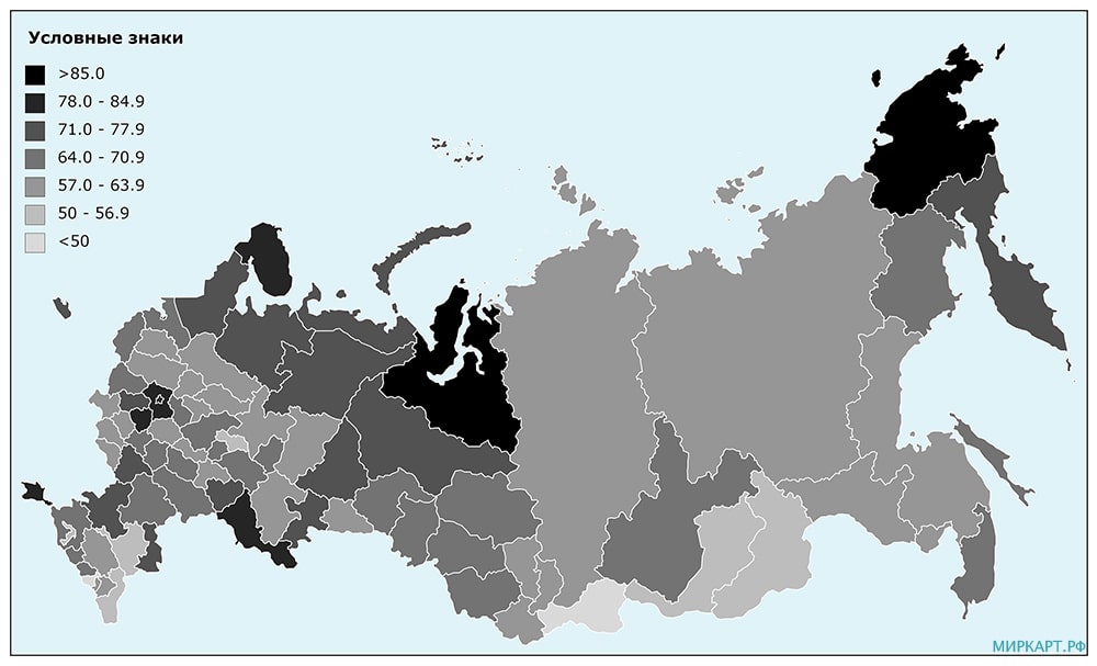 Карта России по количеству компьютеров